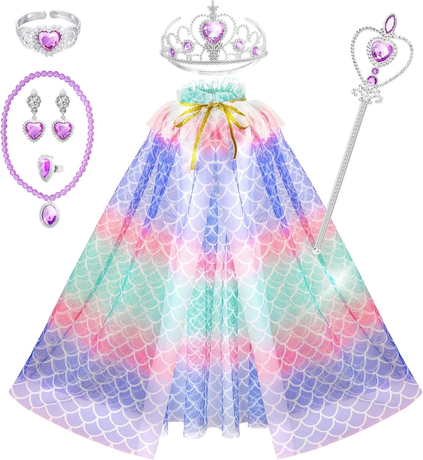 Princess Cape Set for Girls Mermaid Dress-Up Accessories
