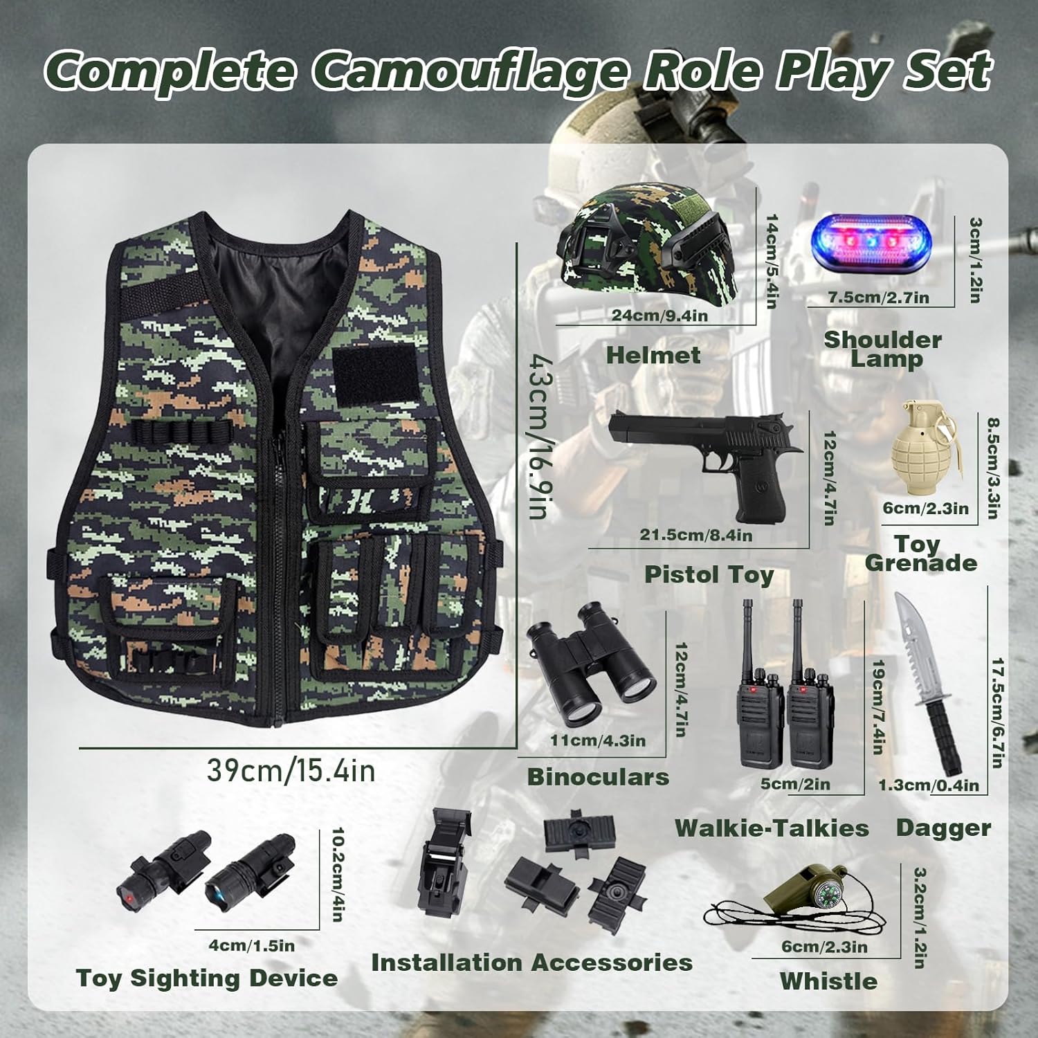 RedCrab Kids Military costume - Role-Play Toy for Halloween