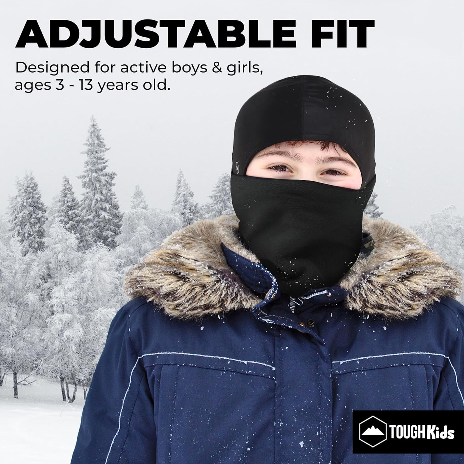 Stay Warm Kids Ski Neck Gaiter Toddler Fleece Neckwarmer with Helmet Liner Hood