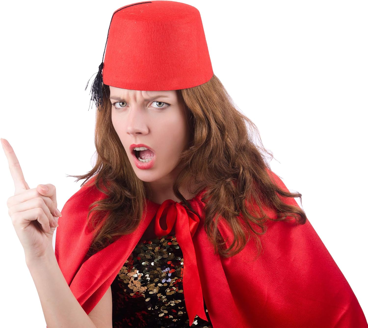 Skeleteen Arabian Red Fez Hat With Black Tassel