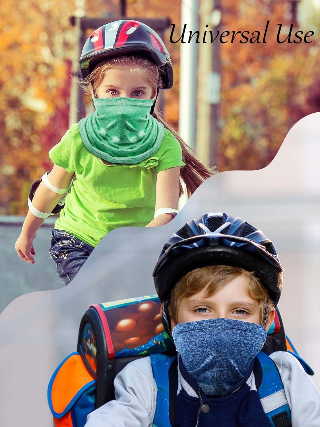 SATINIOR 4-PieceAttached UV Protection Face Cover Balaclava for Kids in Summer