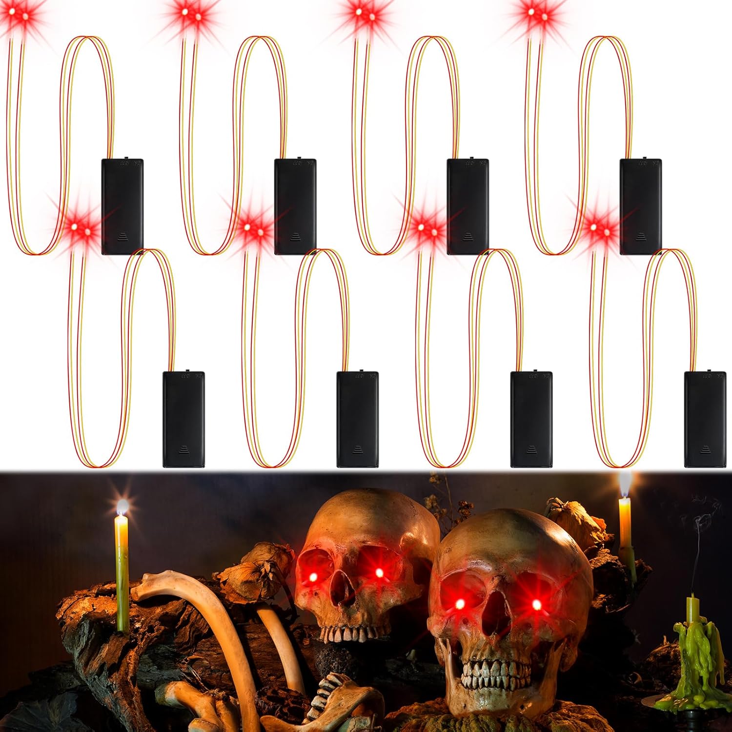 8Pack Halloween Glowing LED Eyes for Mask