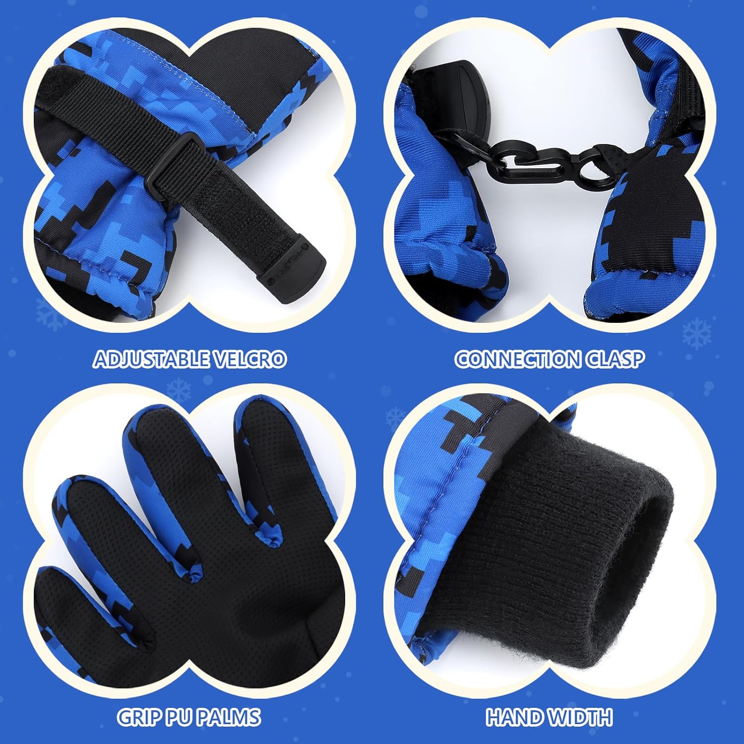 Duoyeree Kids Waterproof Ski Gloves - Keep Warm Dry