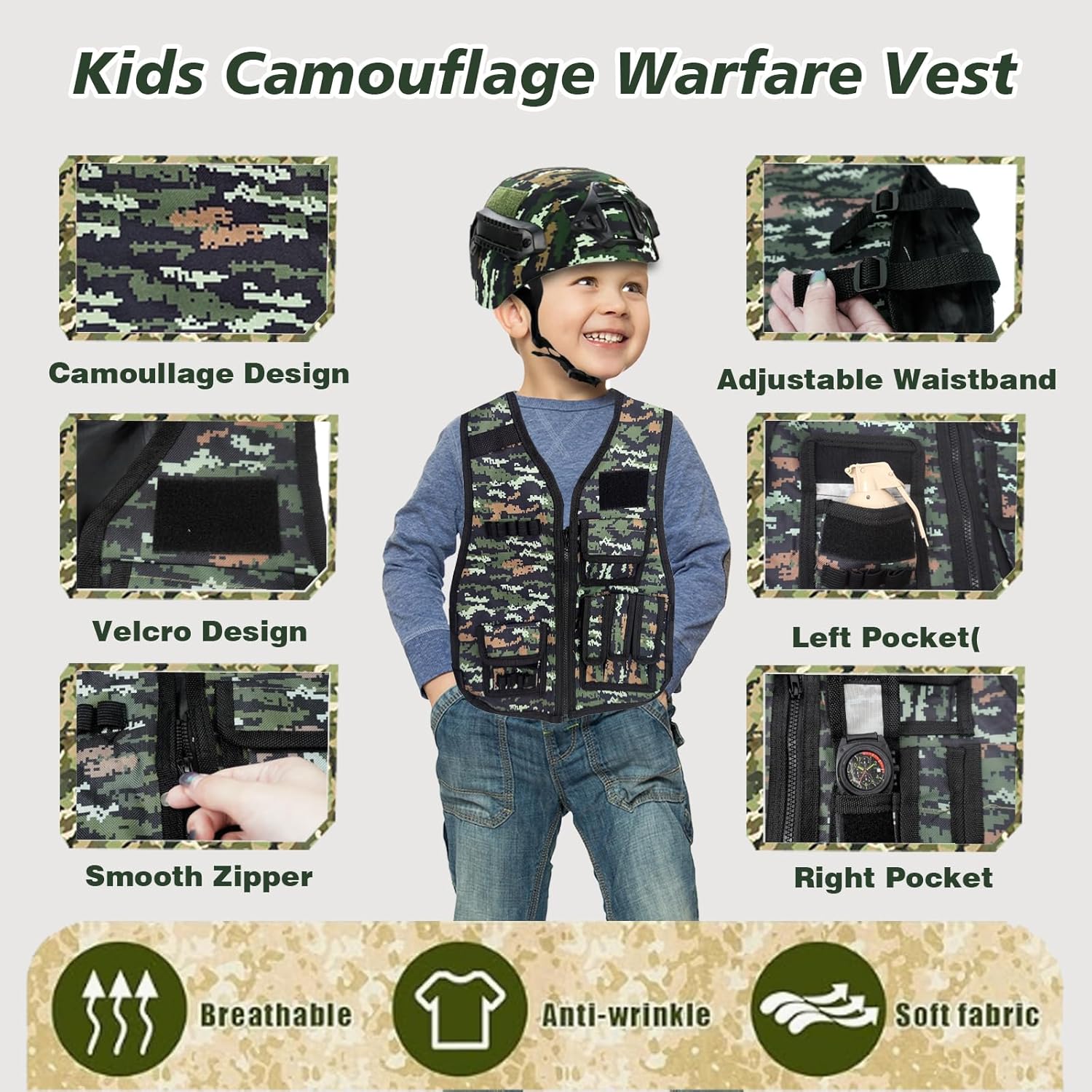 RedCrab Kids Military costume - Role-Play Toy for Halloween