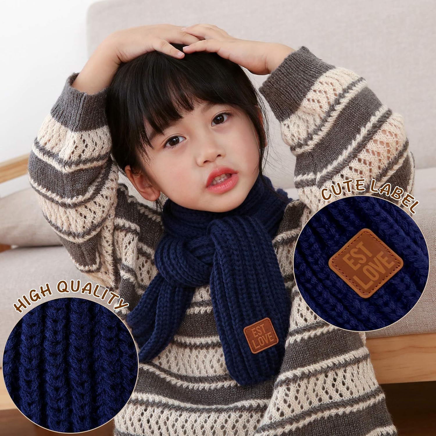 XiaohangWang Unisex Toddler Winter Knit Scarf