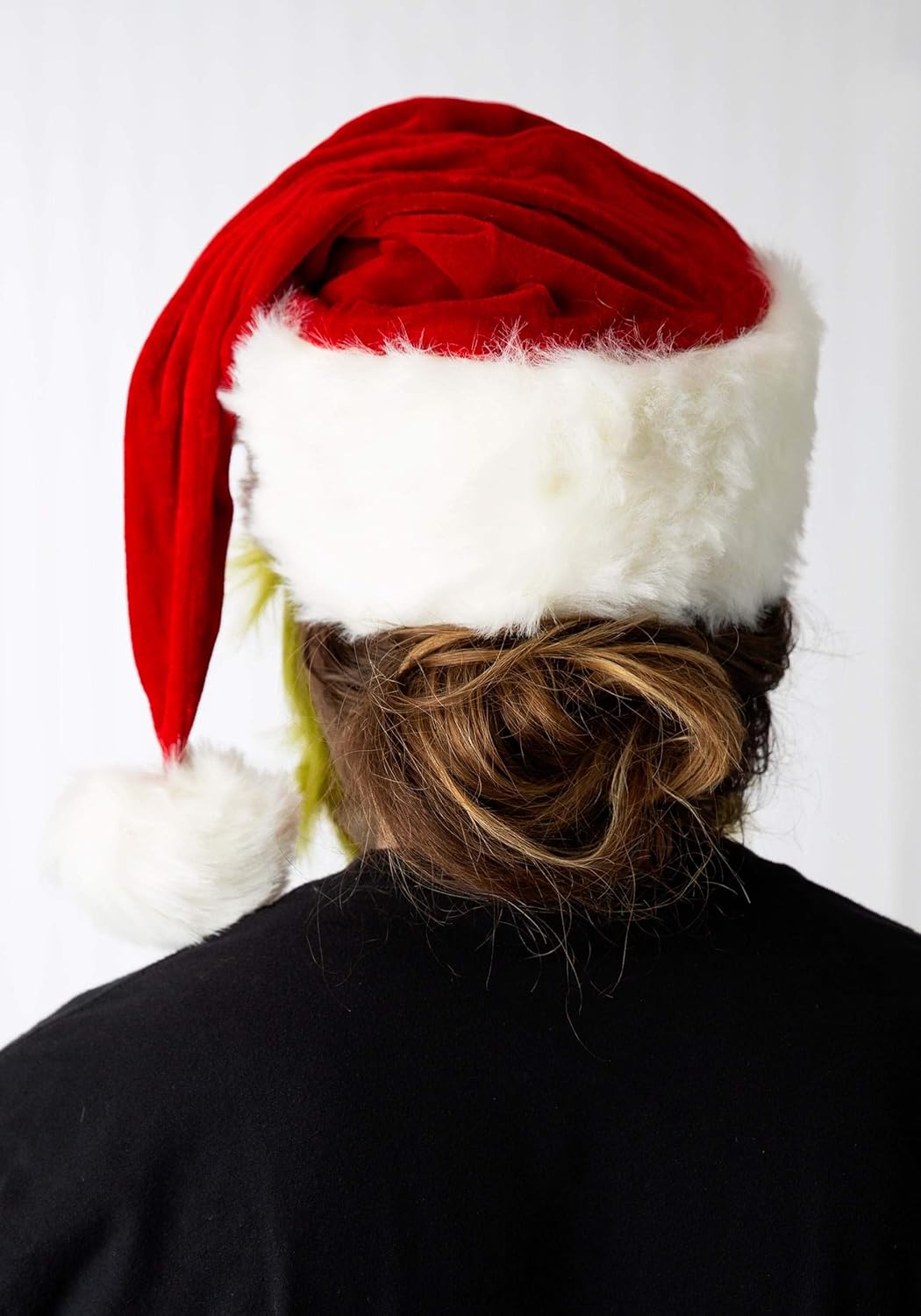 Adjustable Grinch Santa Hat with Fur beard