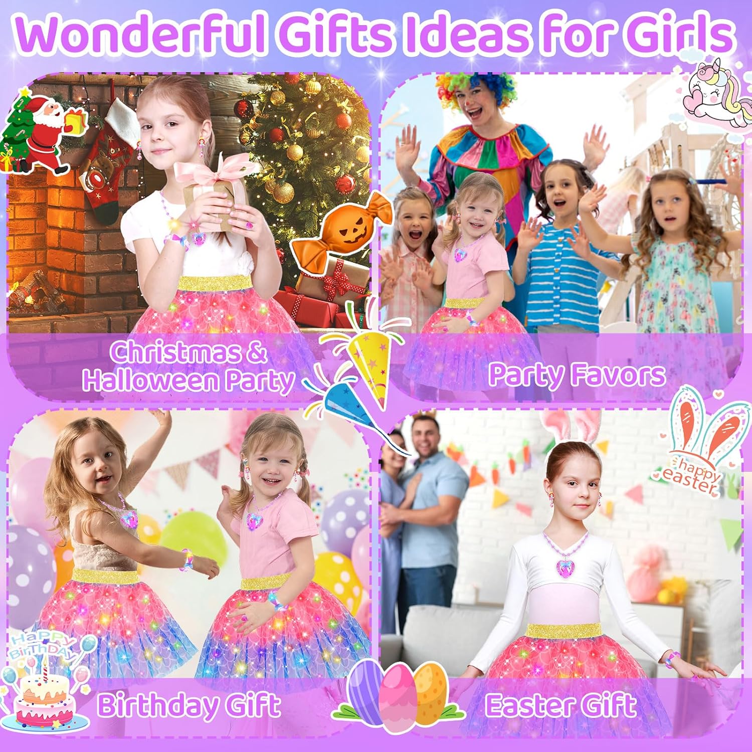 OHARLOBE Princess Dress Up for Girls 4-6 Light Up Costume Set