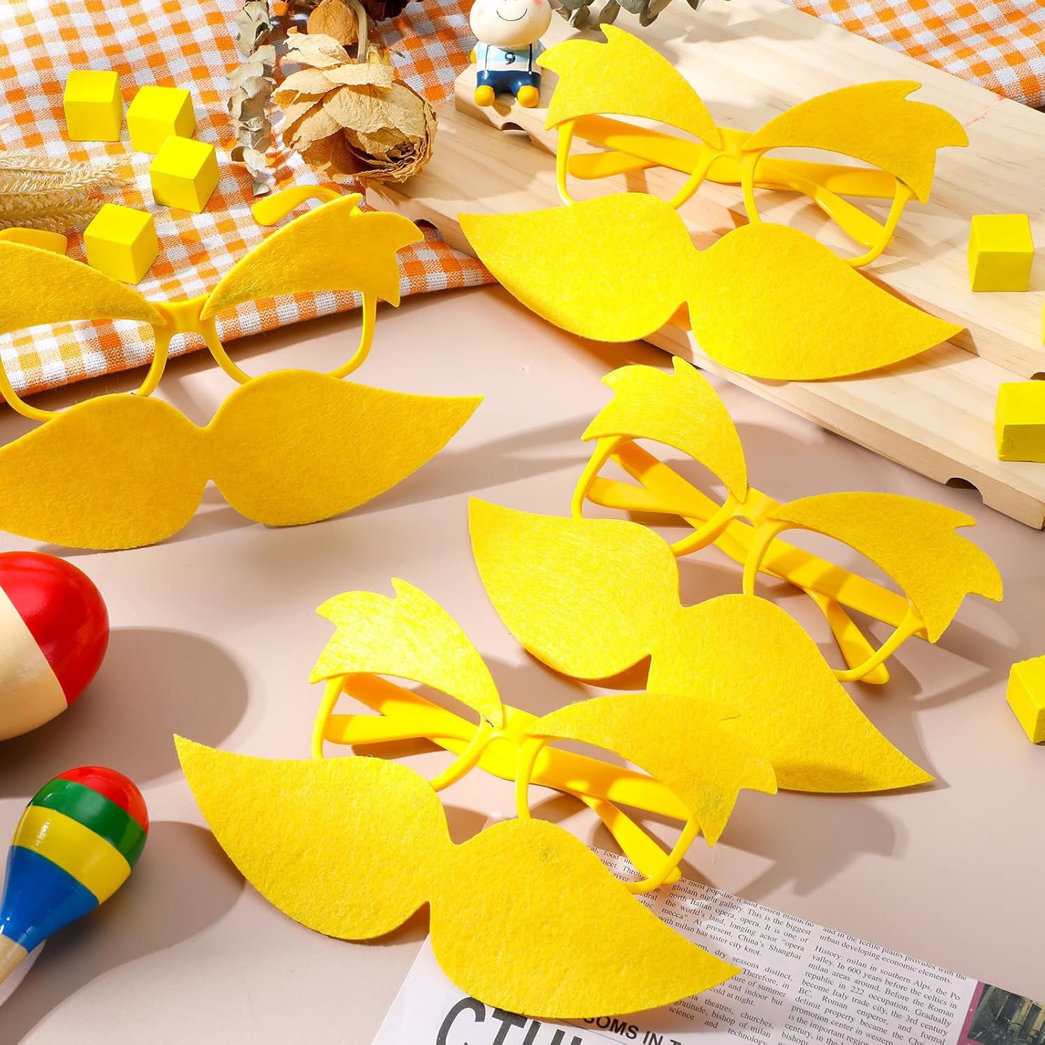 Mustache Glasses Set Funny Yellow Glasses for Halloween