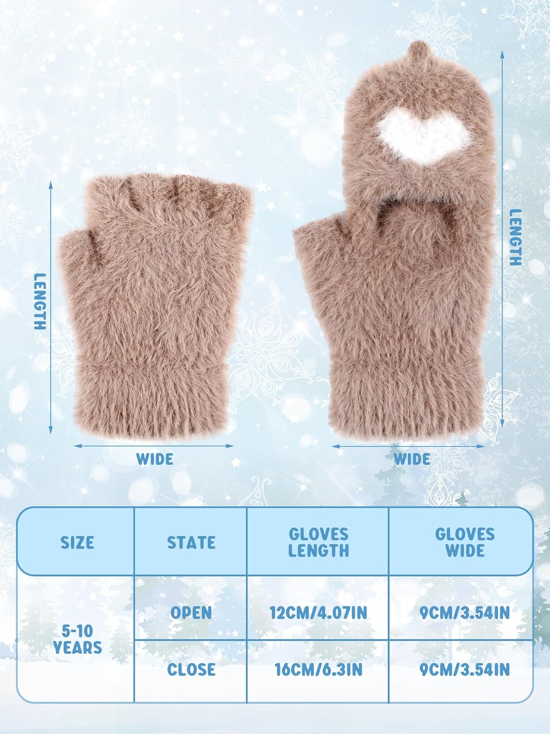 Geyoga 3 Pair Kid-Fingerless Gloves