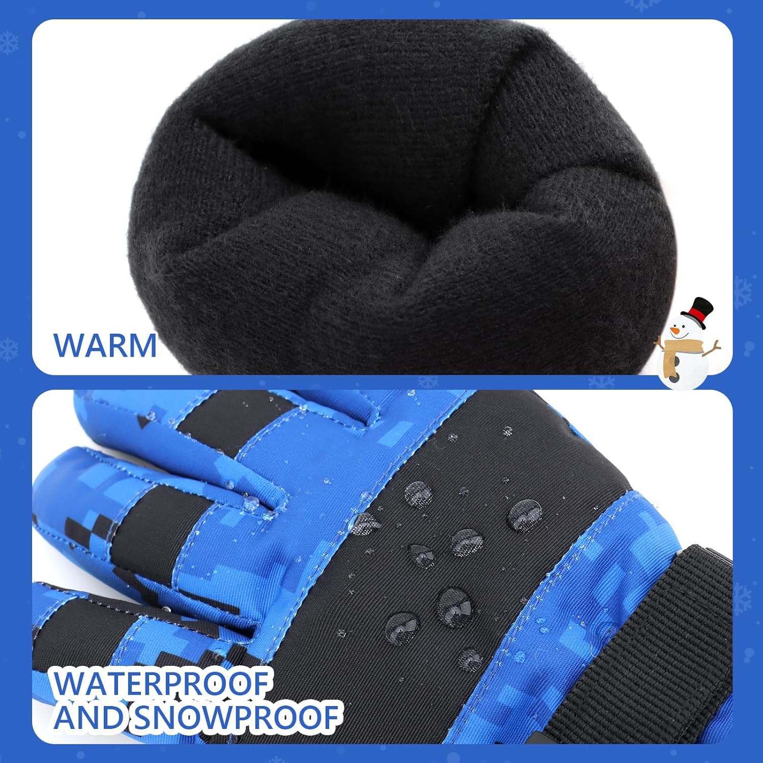 Duoyeree Kids Waterproof Ski Gloves - Keep Warm Dry