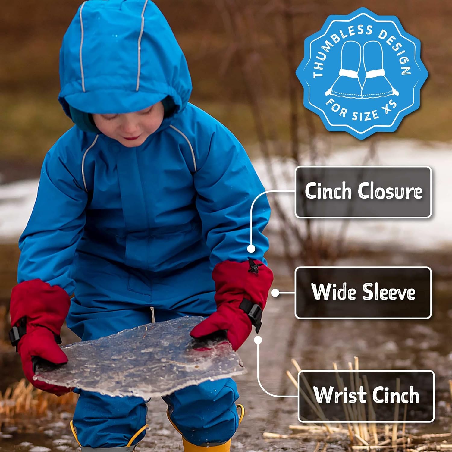 WATERPROOF WARM Toddler Mittens SNOCAT ARgrandi Bambini