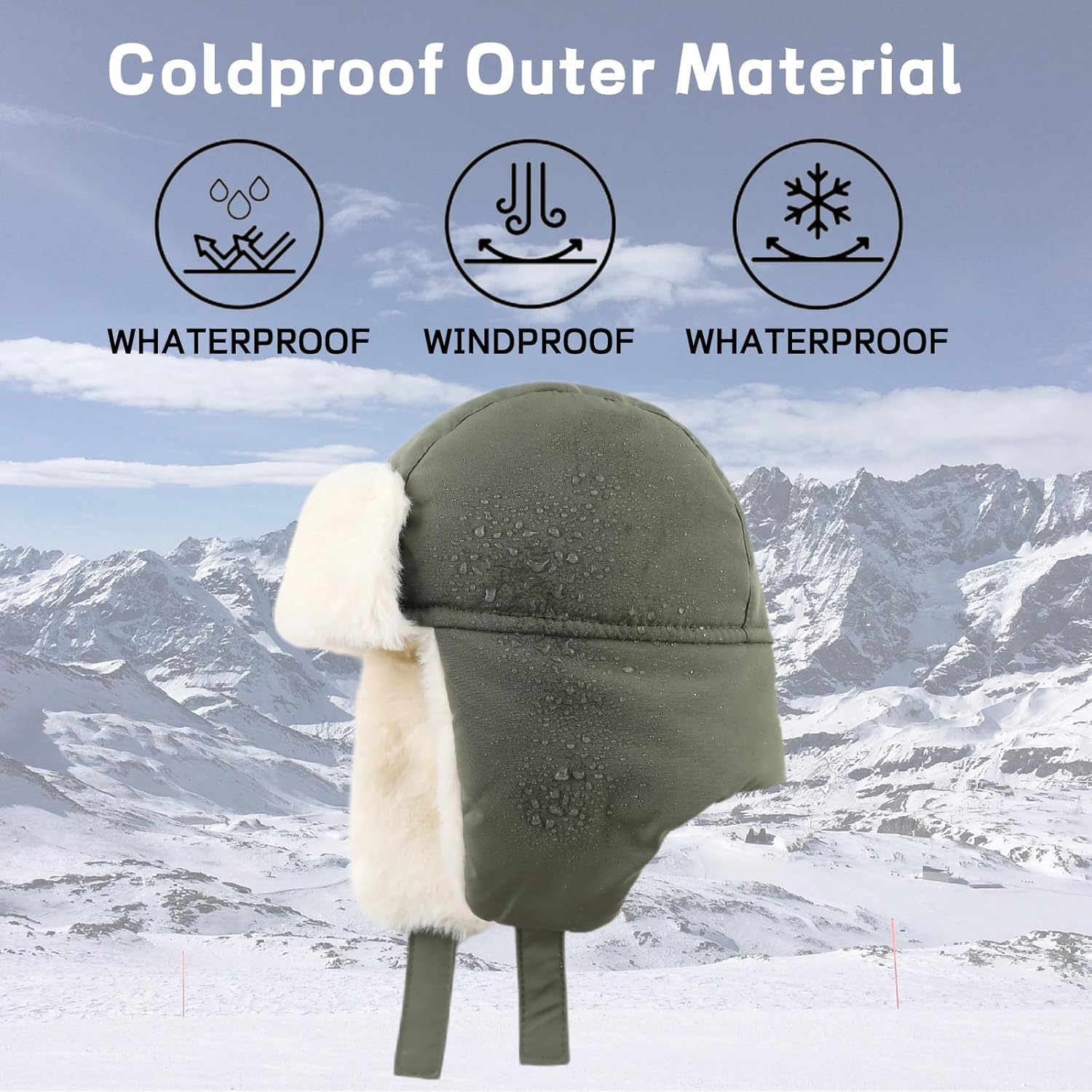 JANGANNSA Waterproof Windproof Winter Baby Beanie Fleece Lined Kids Trapper Hat