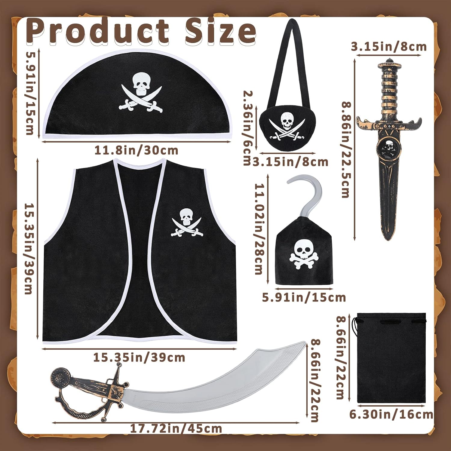 Bencailor Halloween Pirate Costume Accessories Set for Kids