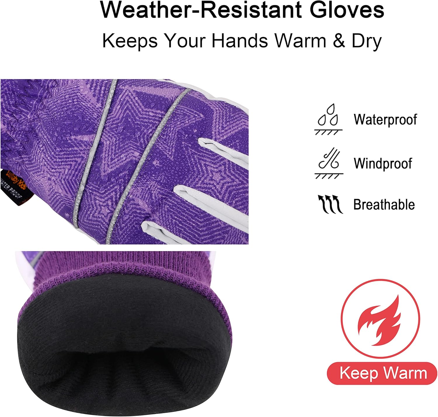 Lullaby Kids Cotton Snow Ski Gloves
