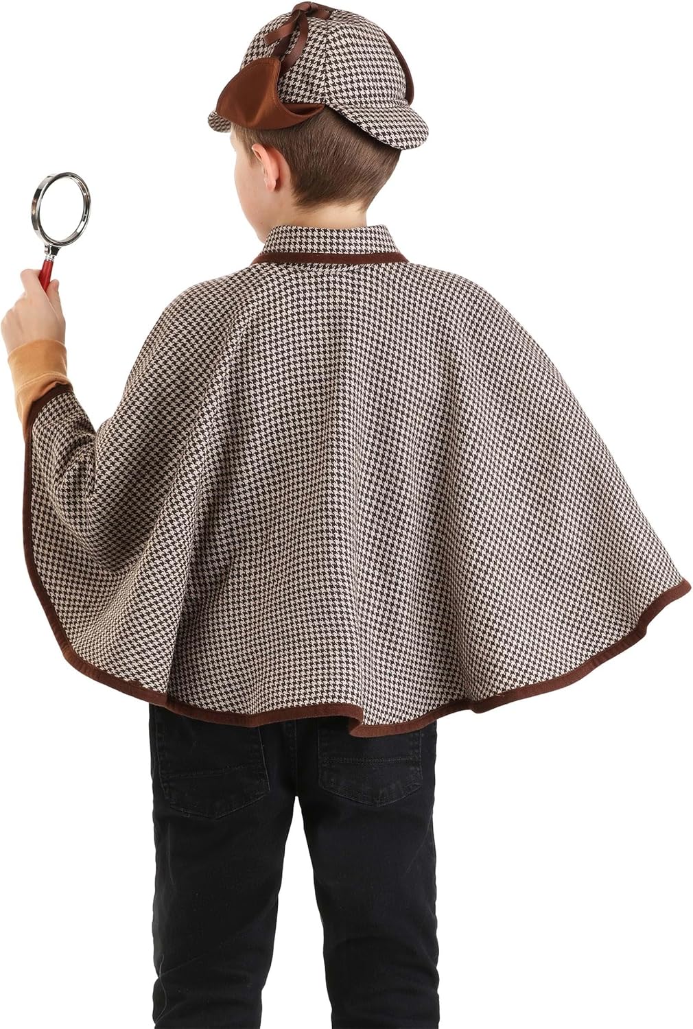 Kids Detective Costume Accessory Kit Halloween Deerstalker Hat Poncho Magnifying Glass