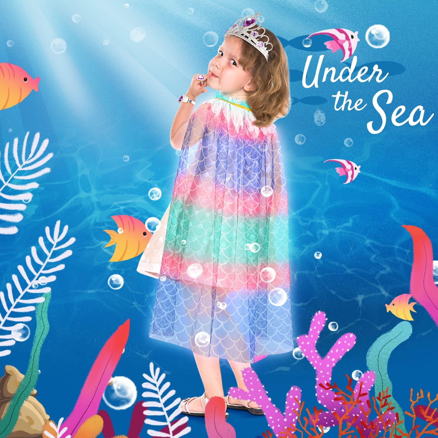 Princess Cape Set for Girls Mermaid Dress-Up Accessories