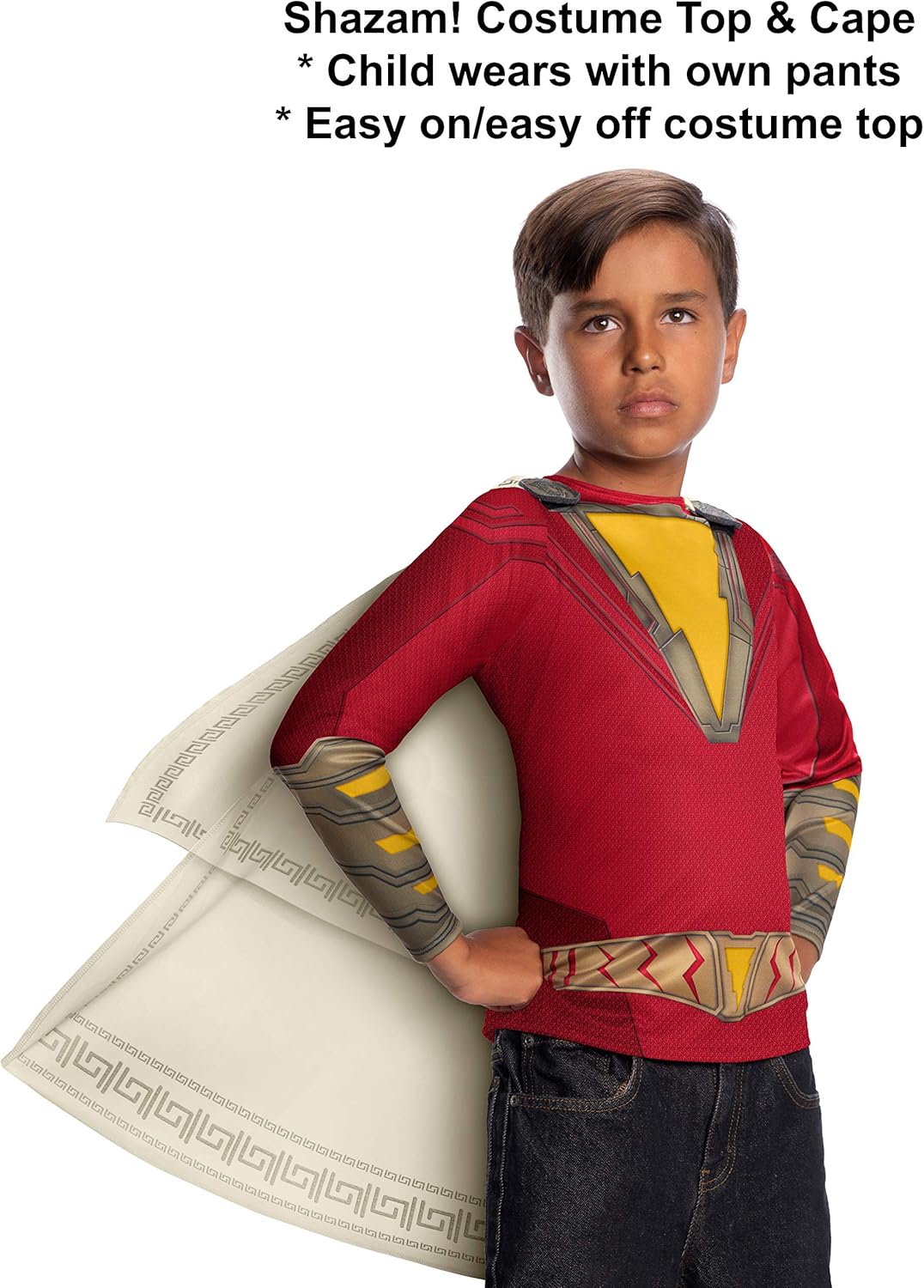 Rubies Shazam Movie Childs Costume Set Top Hooded Cape Medium
