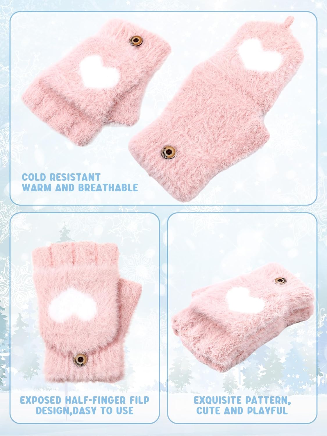 Geyoga 3 Pair Kid-Fingerless Gloves