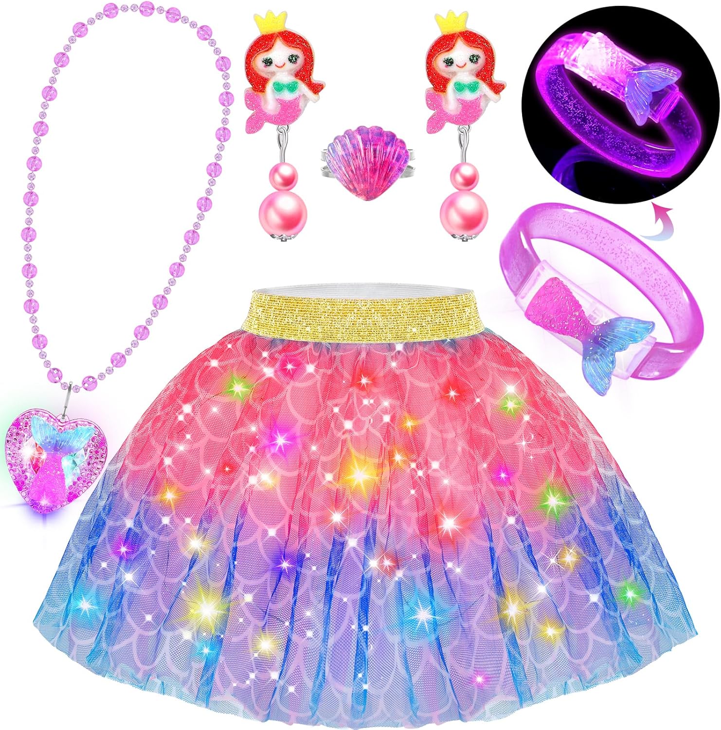 OHARLOBE Princess Dress Up for Girls 4-6 Light Up Costume Set