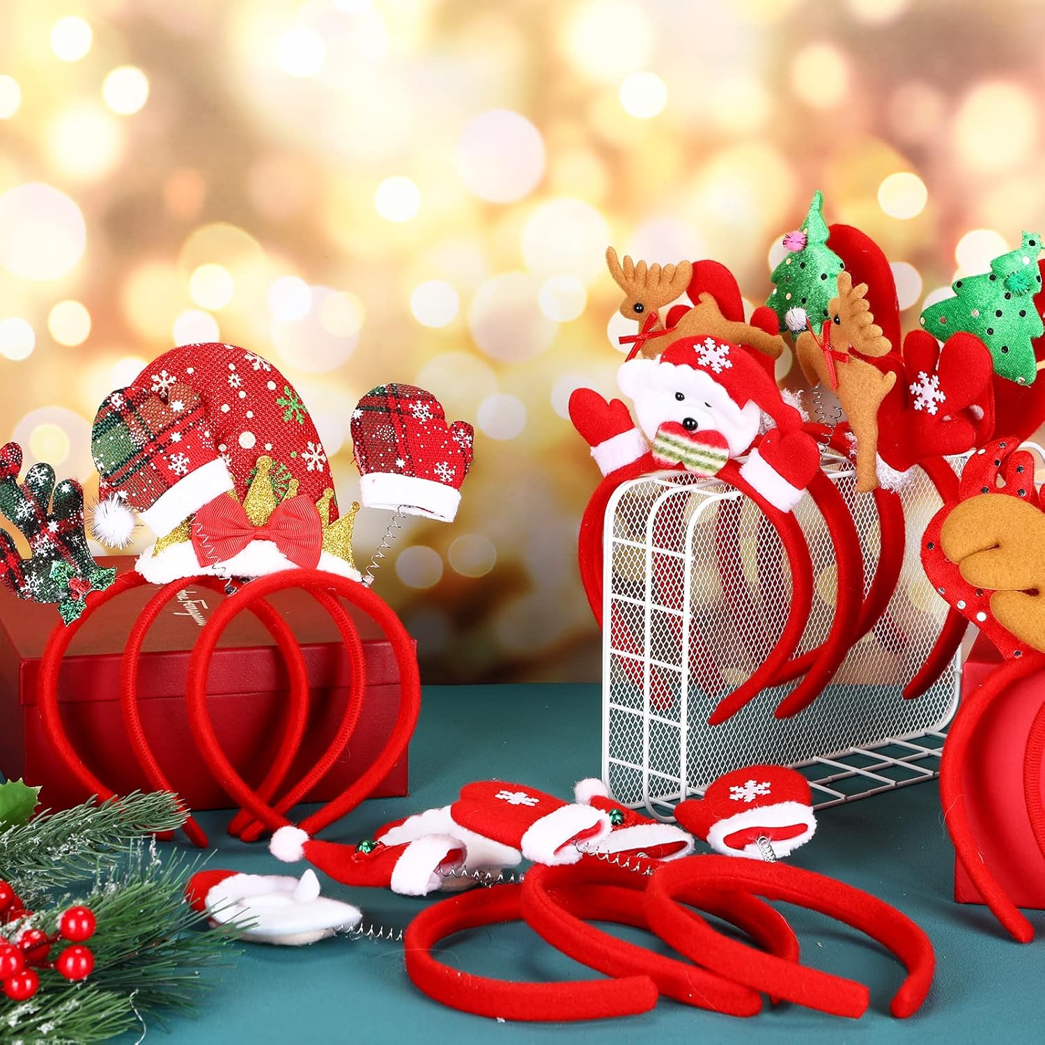 48-Piece Christmas Glasses Headbands Set for Kids - Variety of Christmas Themes
