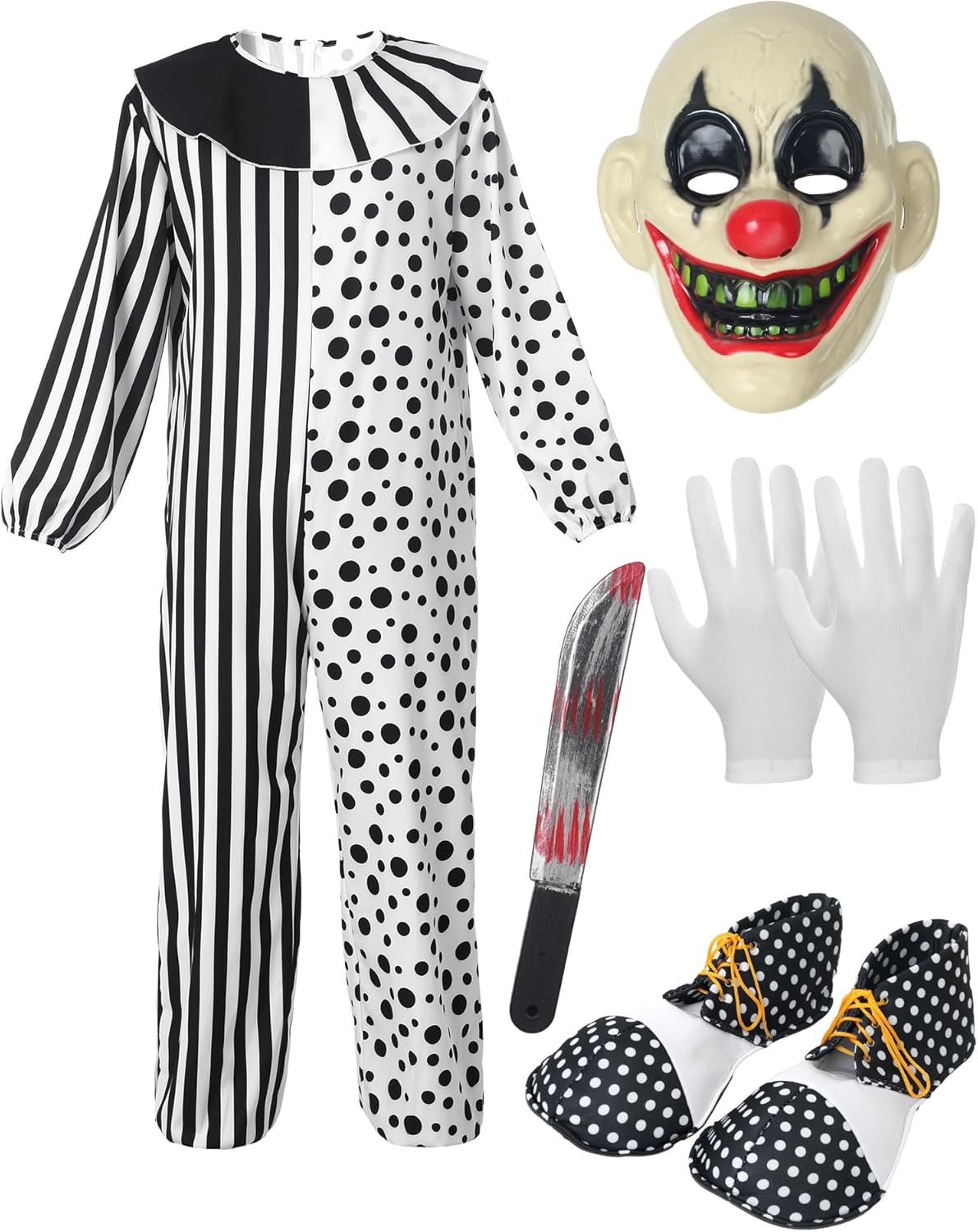 Ramped 5-Piece Scary Killer Clown Costume Set Halloween