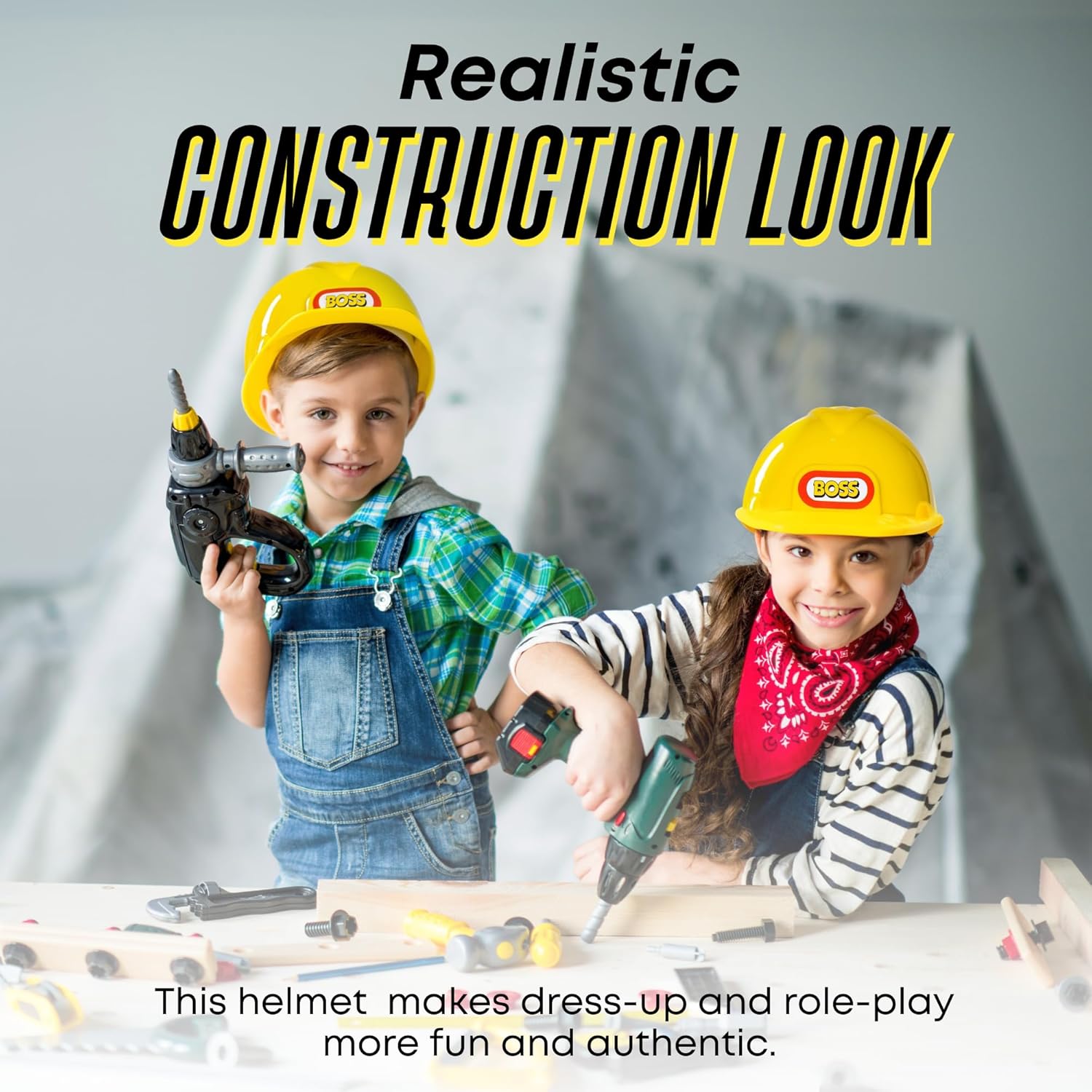 Dress Up America Kids Construction Hard Hat - Yellow Adjustable Helmet for Toddlers