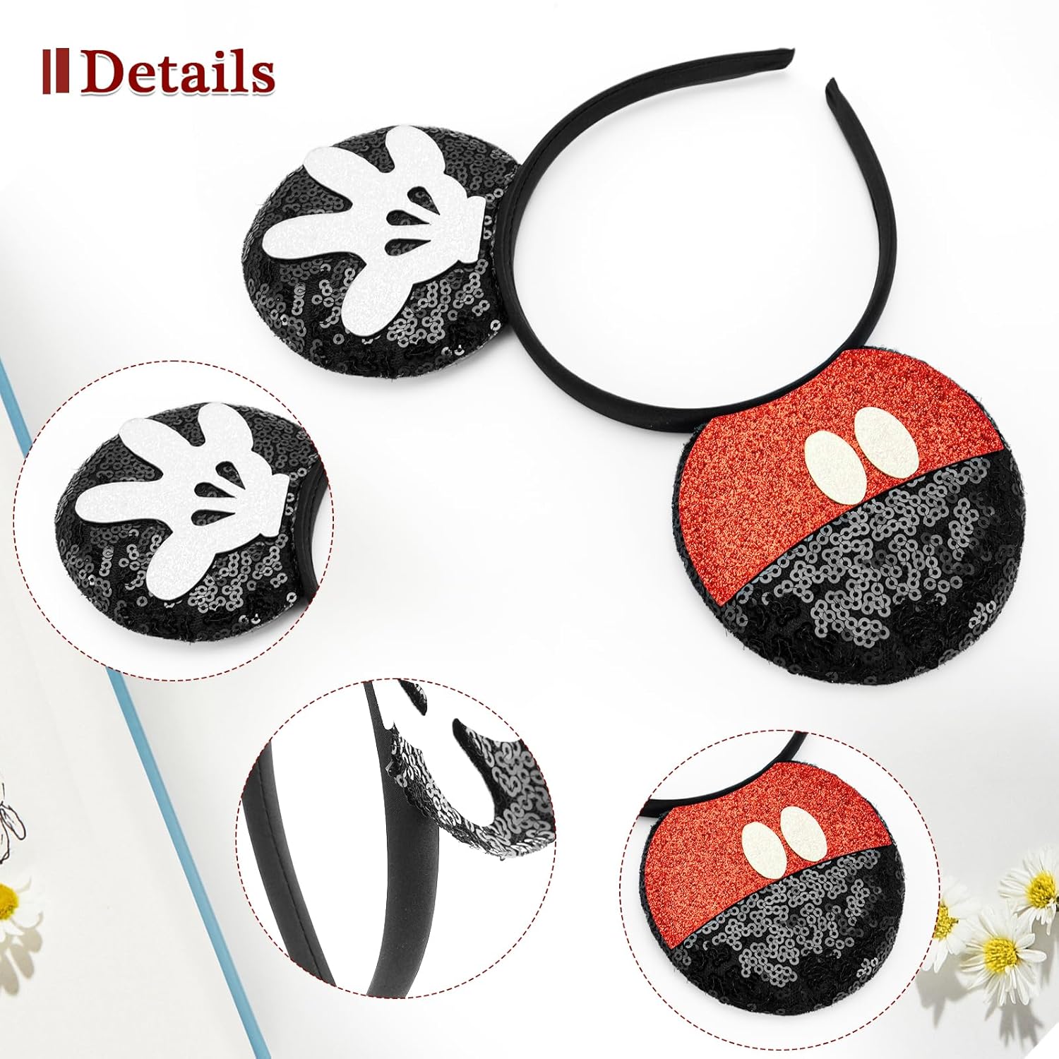 LYLINRed-Black Sequin Mouse Ears Headband Halloween Party Accessories