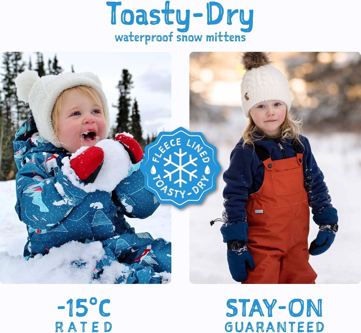 WATERPROOF WARM Toddler Mittens SNOCAT ARgrandi Bambini