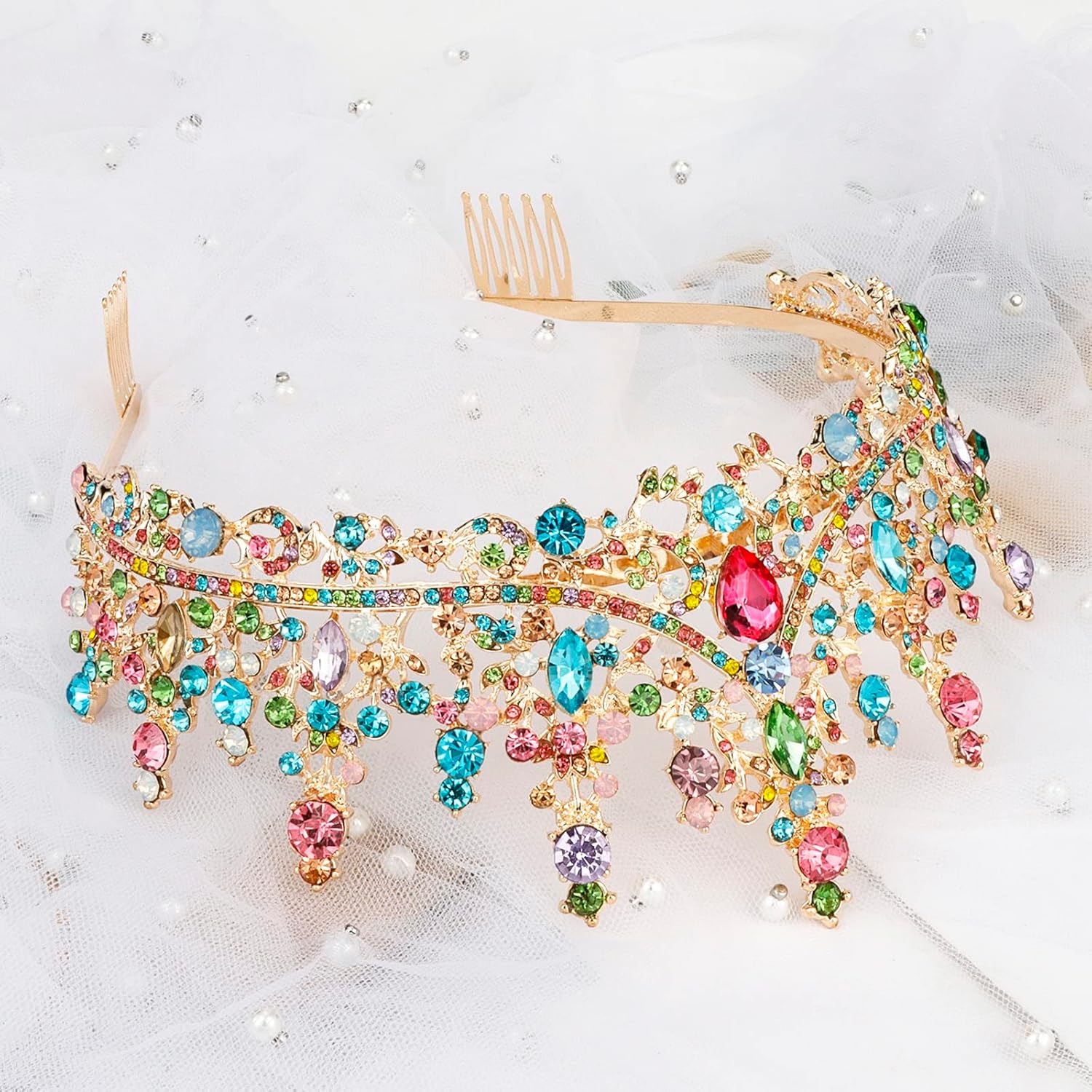 COCIDE Princess Tiara for Women Crystal Rhinestone Bridal Crown Party Gift