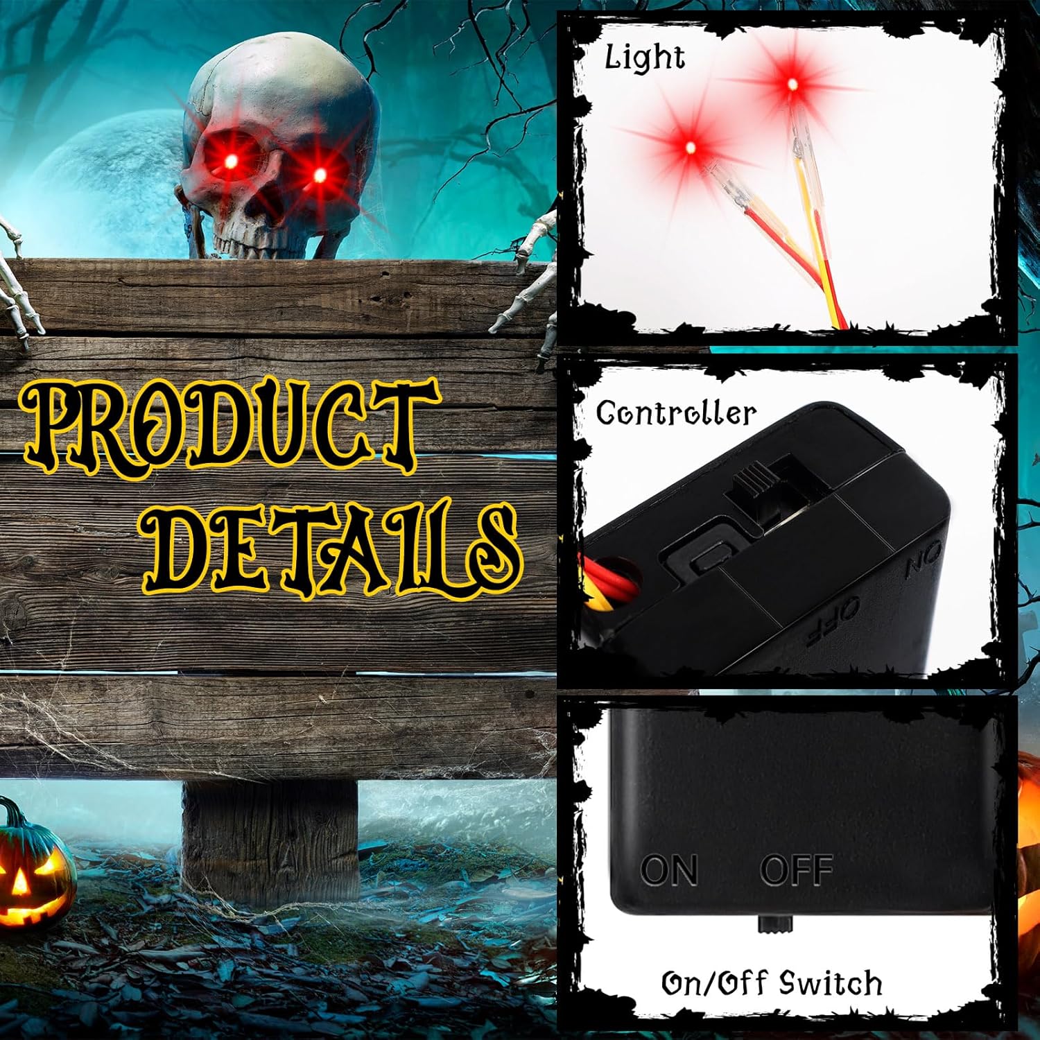 8Pack Halloween Glowing LED Eyes for Mask
