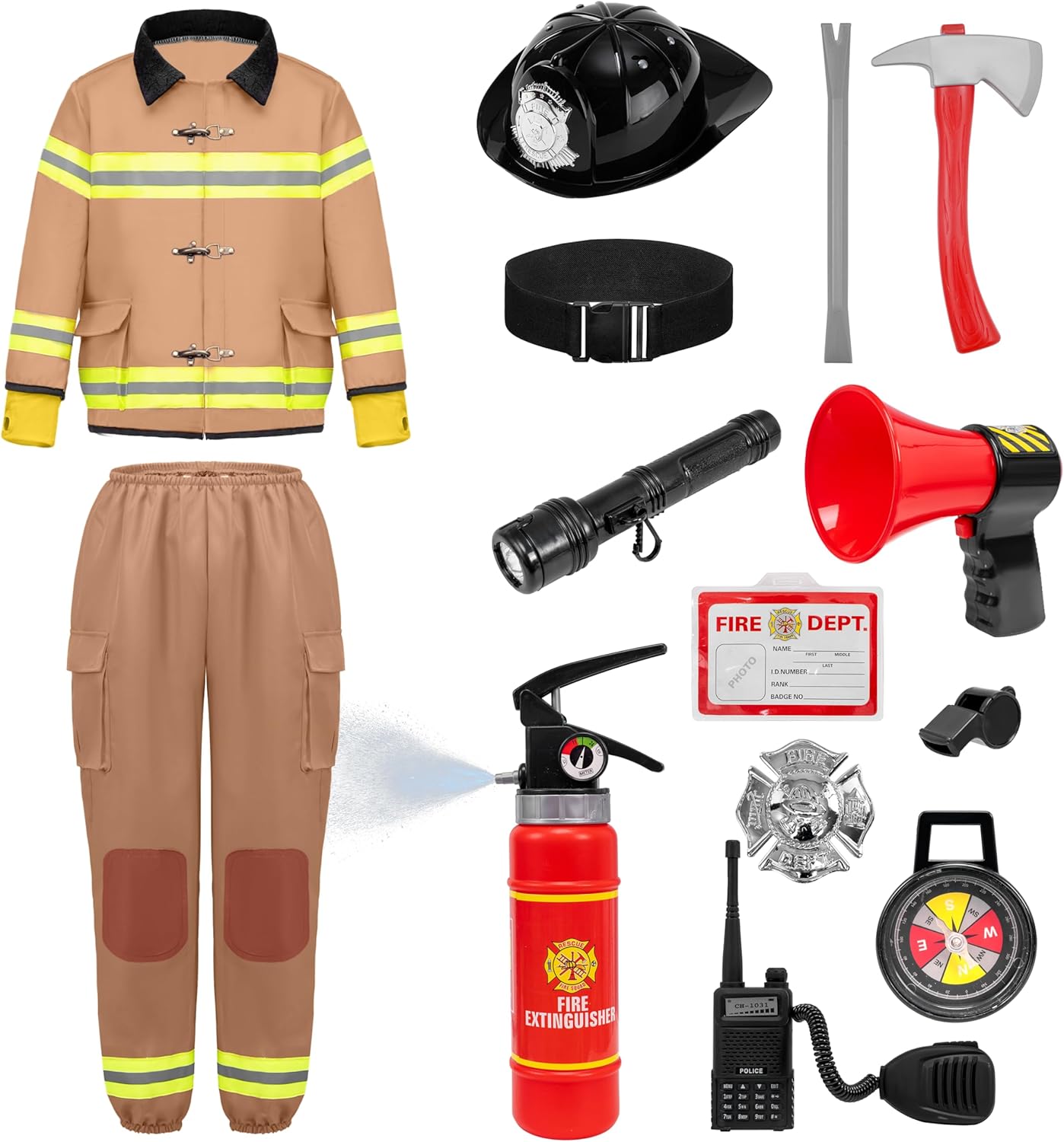 Spooktacular Boys Fireman Costume - Halloween Firefighter Kids Jumpsuit