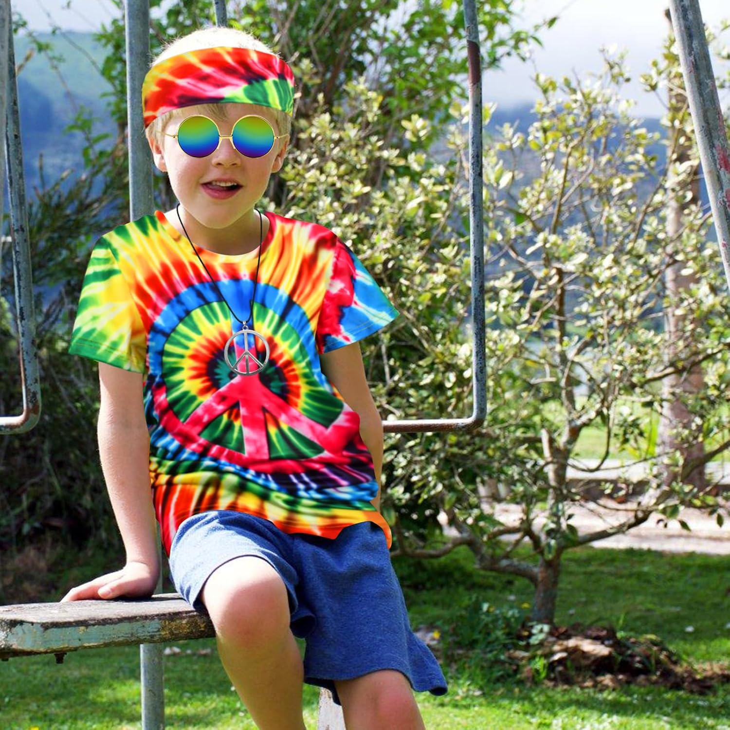 Boys Hippie Costume 4Pcs Set for Halloween Party