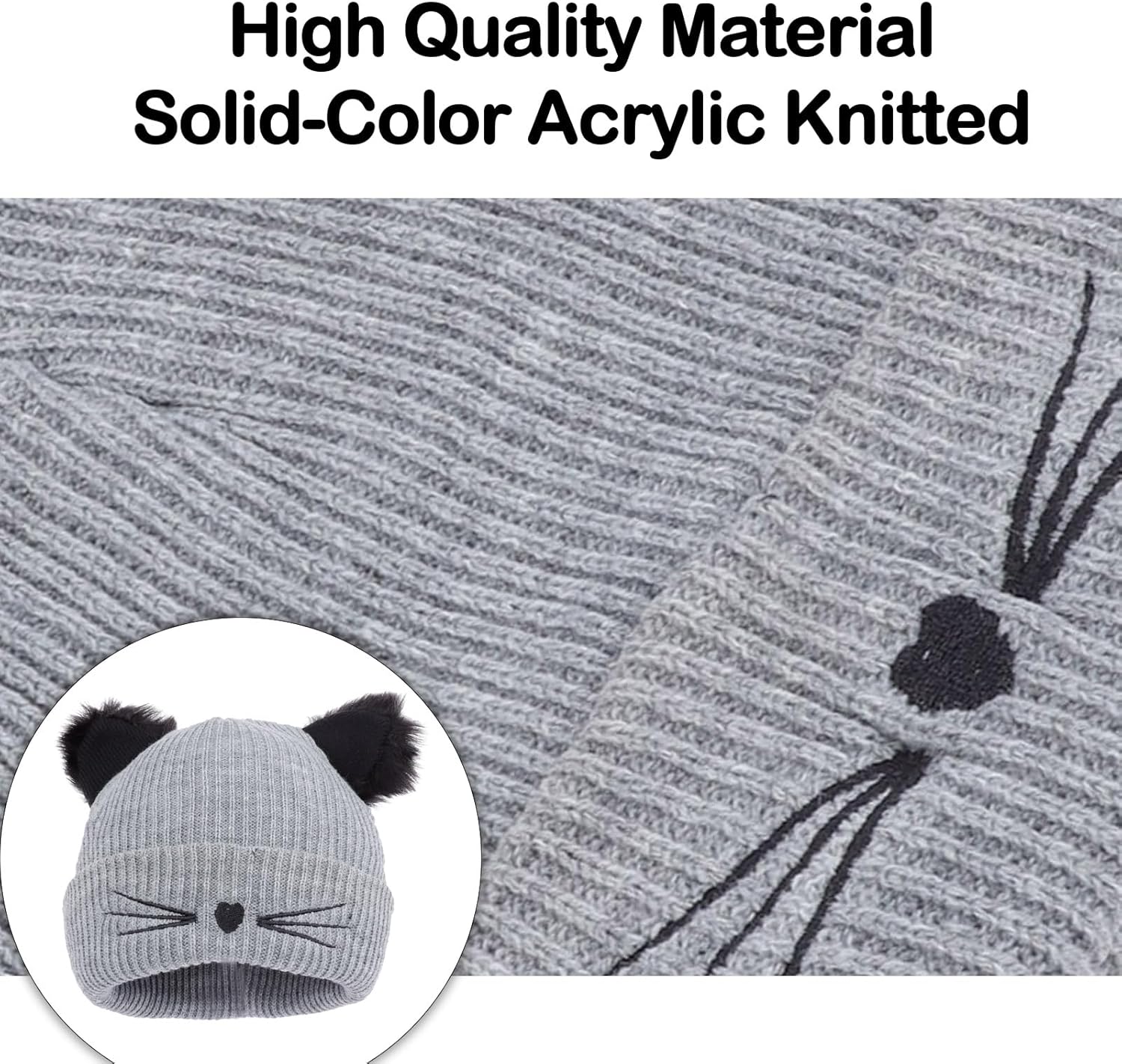 LiuSuper Women Cat Ears Beanie Hat
