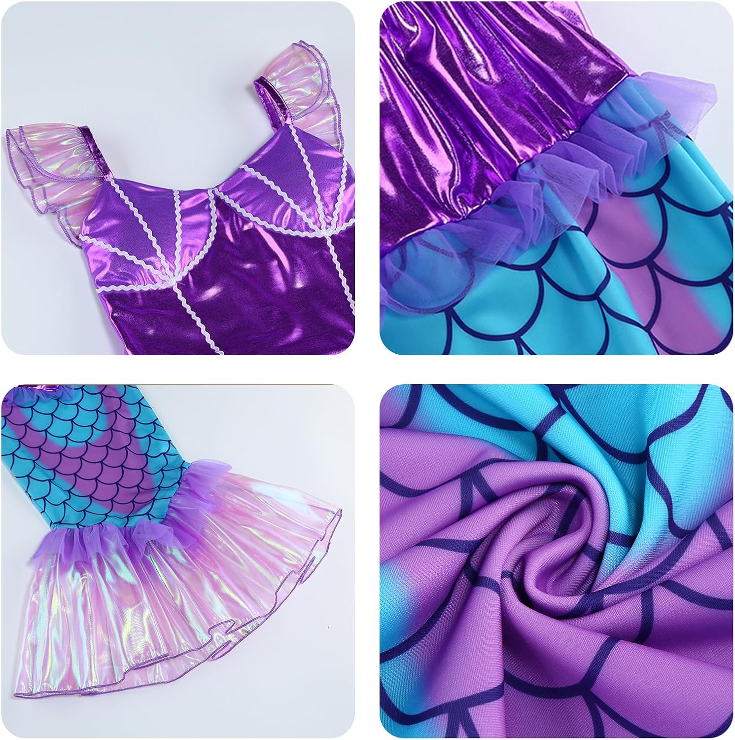 Mermaid Princess Costume Halloween Role-Playing Accessories for Girls with Crown