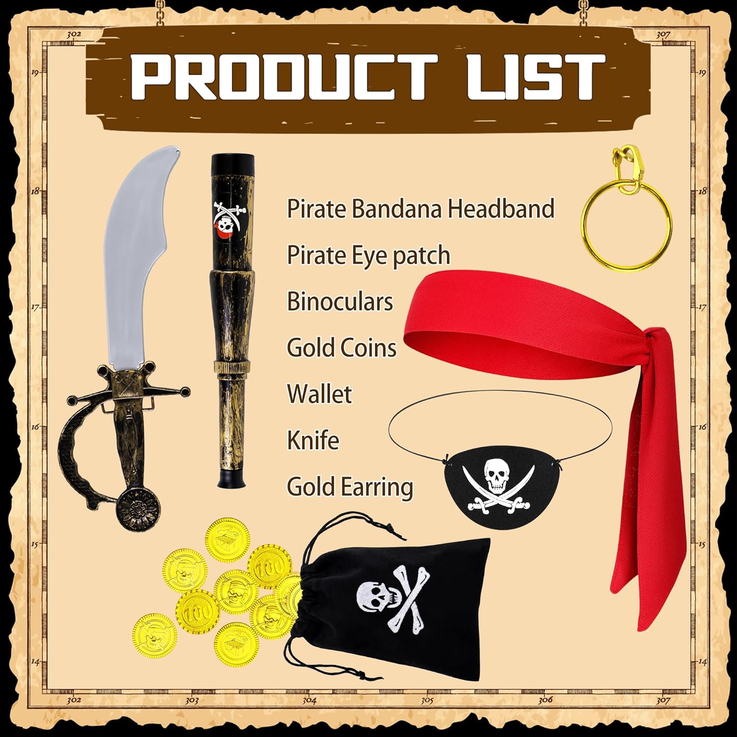 Pirate Accessory Bundle for Kids Adults