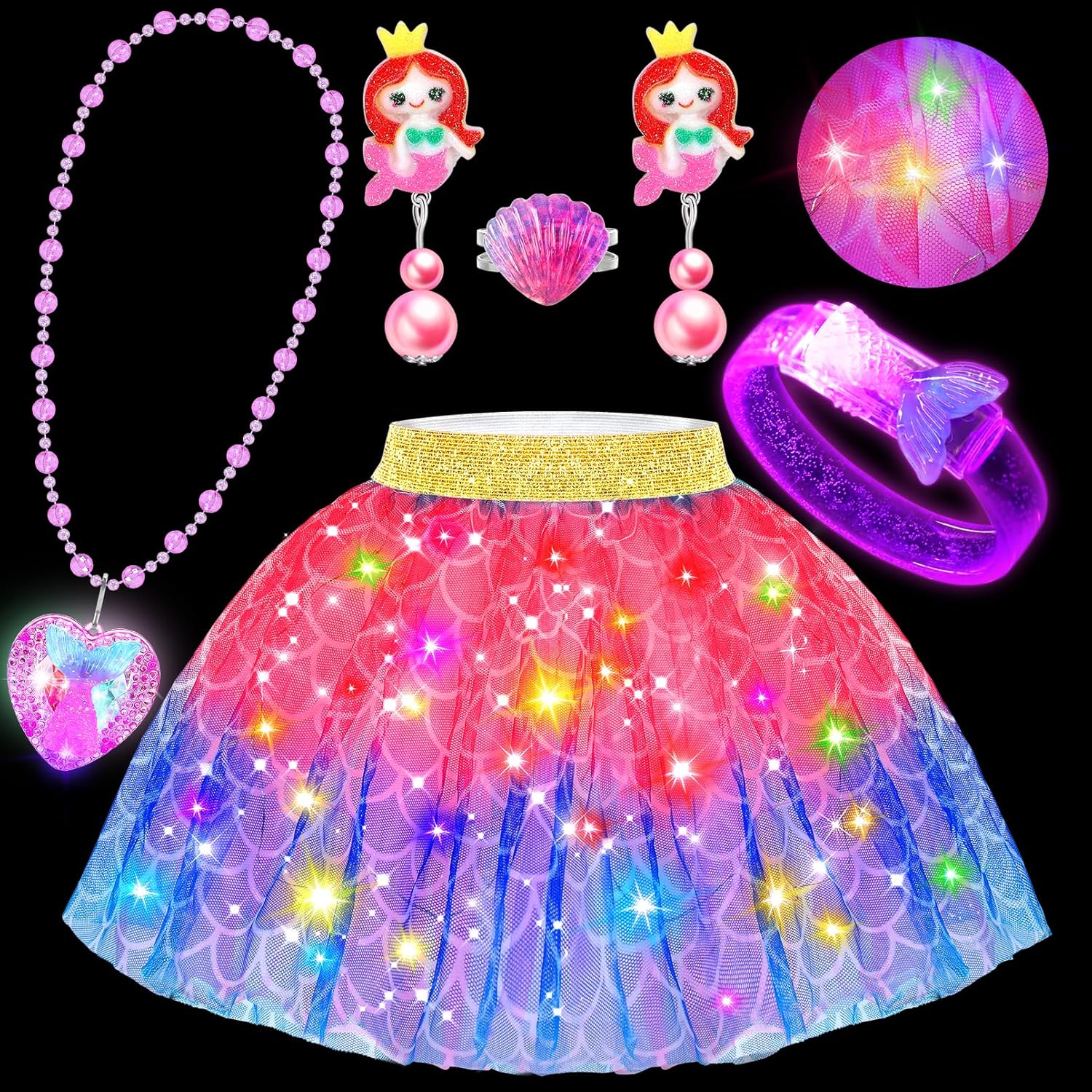 OHARLOBE Princess Dress Up for Girls 4-6 Light Up Costume Set