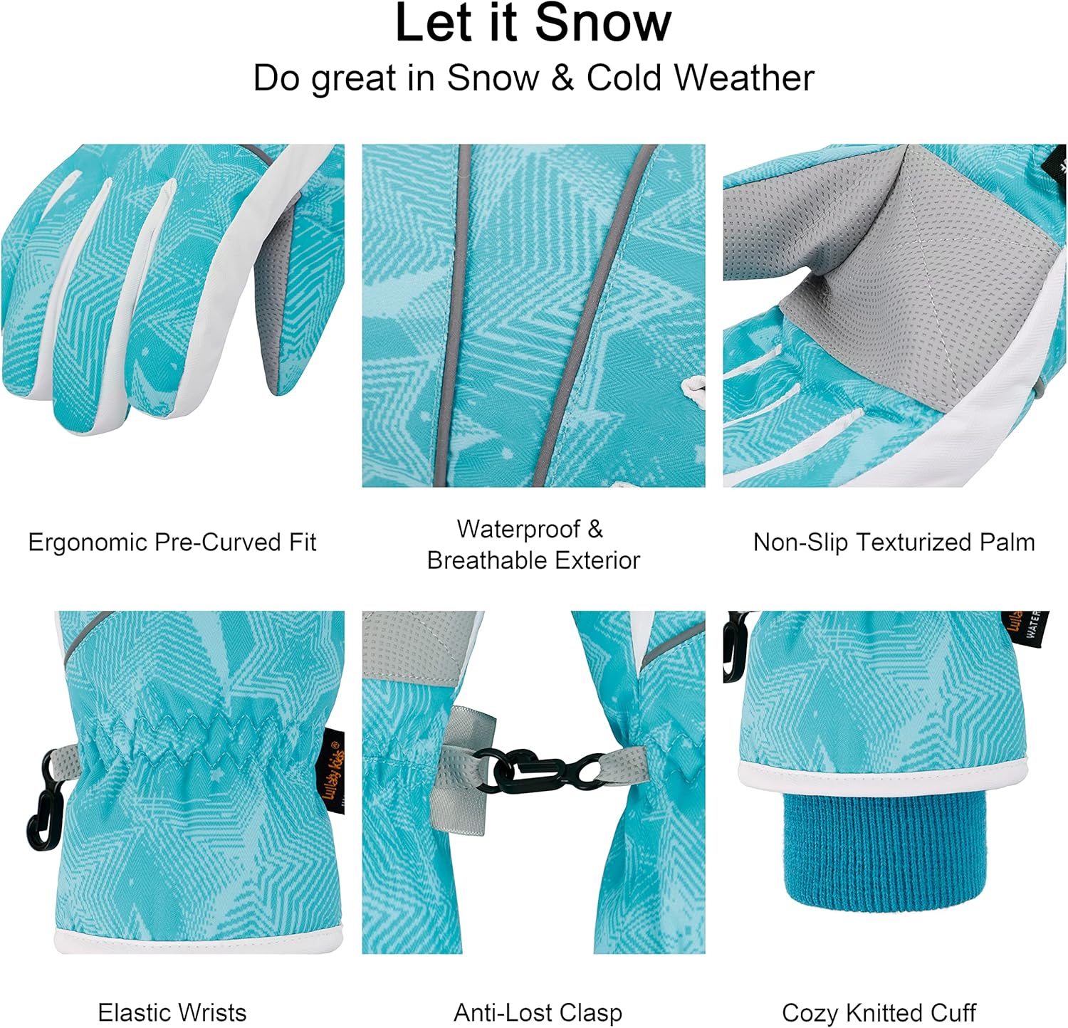 LULLABY KIDS - Insulated Waterproof and Cozy Cotton Gloves for Winter Play