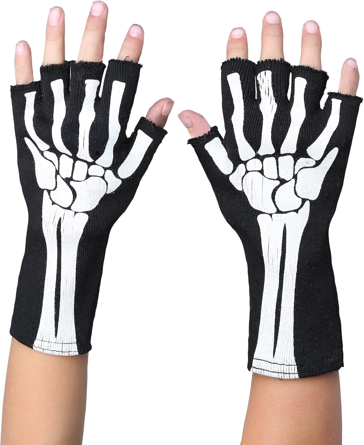 Fun Costumes Skeleton Fingerless Gloves for Kids
